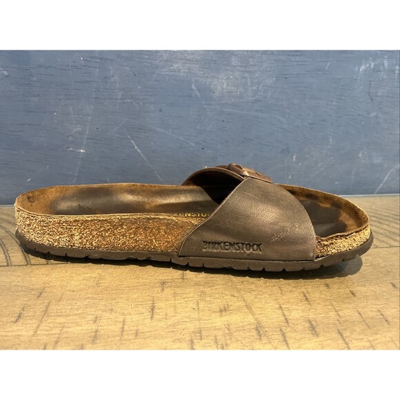 Birkenstock Madrid Womens Slide Sandal Size 8 US 39 Single Strap brown leather - Picture 6 of 10